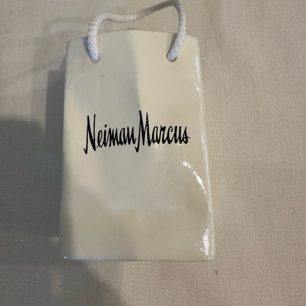 Neiman Marcus Cream Glossy Decor Bag